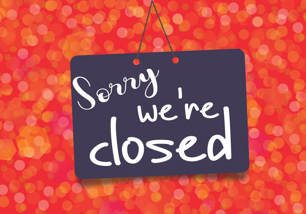 Illustration of a shop-style hanging placard that says ‘Sorry, we’re closed.