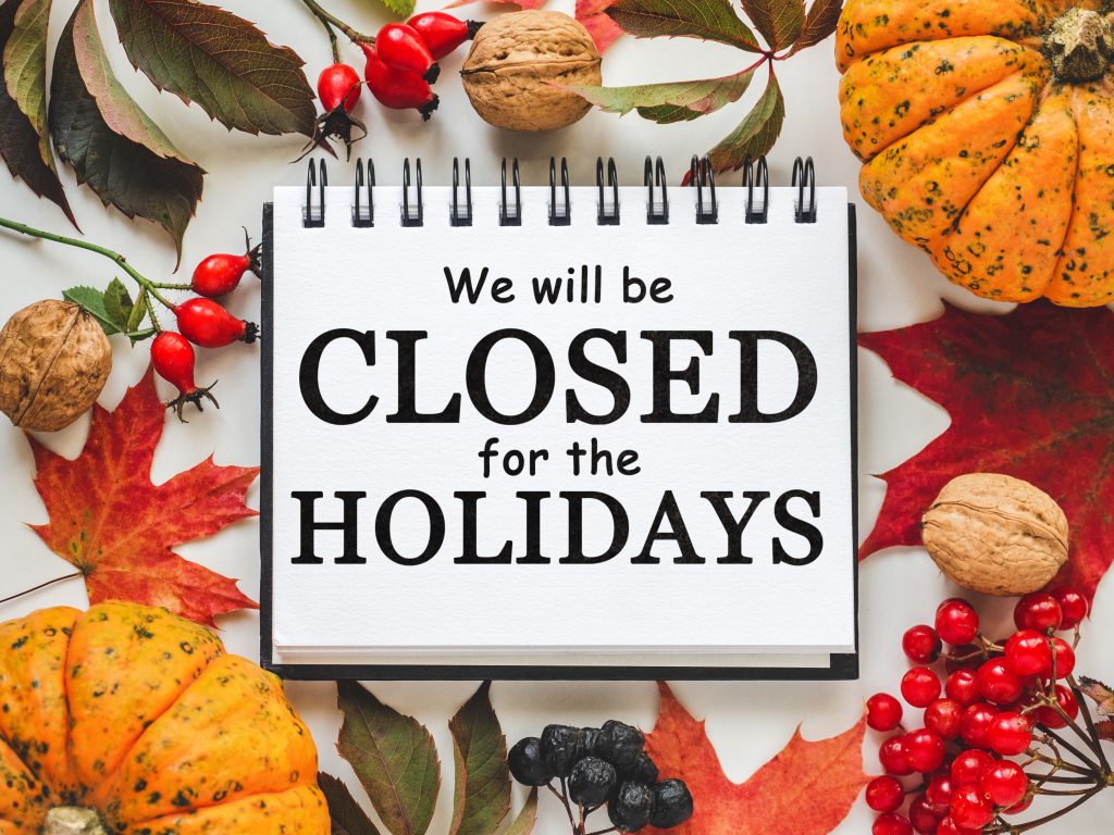 Closed for The Holidays sign